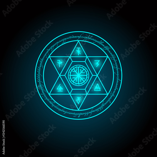 The magic ring has a spell directed. Vigorous and Powerful Black Background As Vector Illustration.