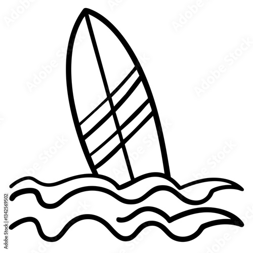 summer time sealife hand drawn black and white outline