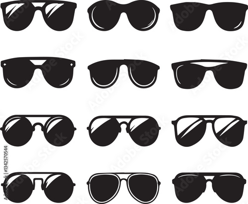 set of glasses vector, set of glasses vector illustration, glasses silhouette vector black and white