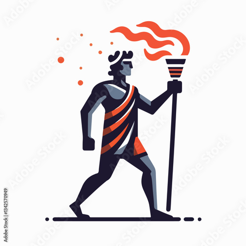 vector illustration of prehistoric man carrying a torch