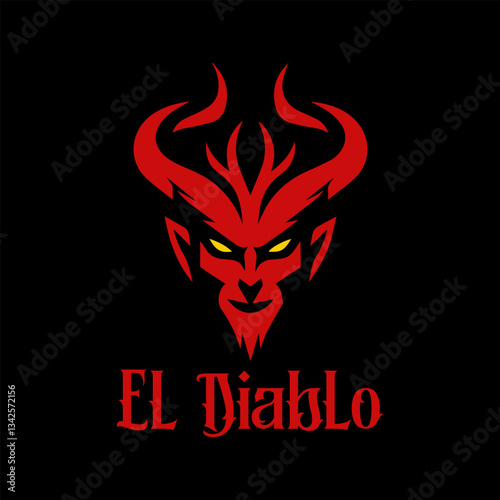devil's head vector logo in dark background