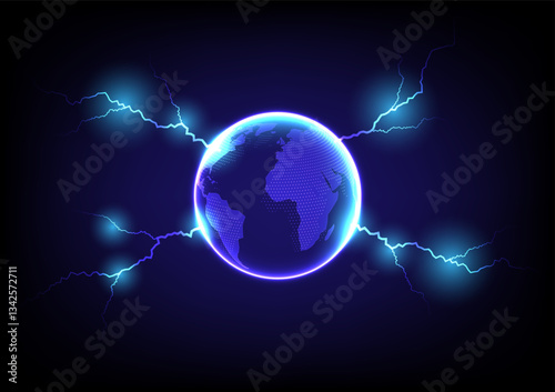 Abstract background with futuristic voltage lightning