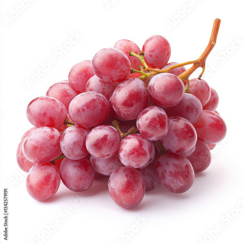 bunch of fresh red grapes on white background