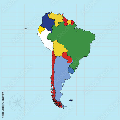 South american continent Vector illustration of flag map