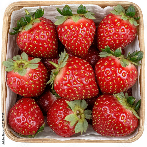 basket of fresh strawberries on white background