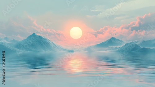 Soft pastel sunset album cover with minimalist design and peaceful ambiance. Soft pastel background