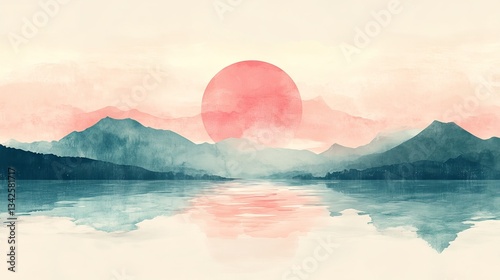 Soft pastel sunset album cover with minimalist design and peaceful ambiance. Soft pastel background
