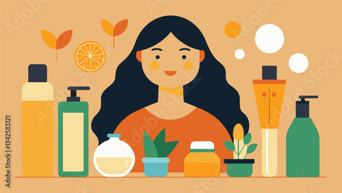 A minimalist skincare routine using only the necessary products for a healthy and natural glow.. Vector illustration