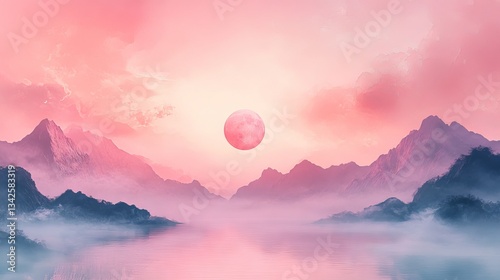 Soft pastel sunset album cover with minimalist design and peaceful ambiance. Soft pastel background