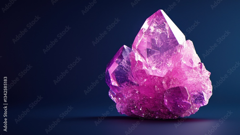 Stunning Pink Amethyst Crystal Cluster on Dark Blue Background Gemstone Mineral Nature Stunning Pink Amethyst Crystal Cluster on Dark Blue Background Gemstone Mineral Nature