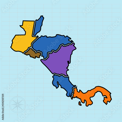central american continent Vector illustration of map