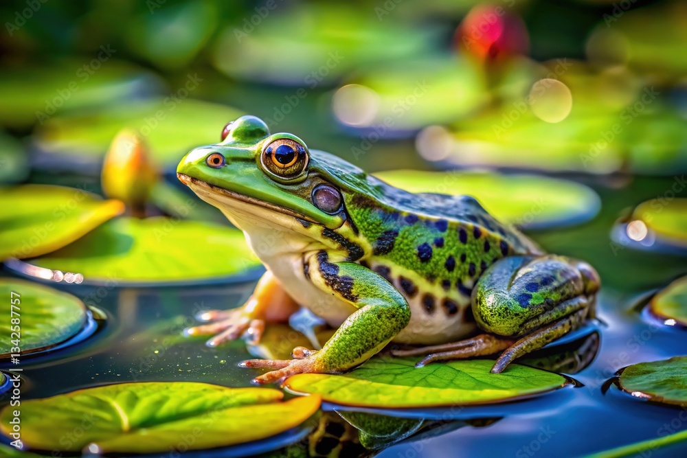 Obraz premium Frogs on Lily Pads - Nature Photography