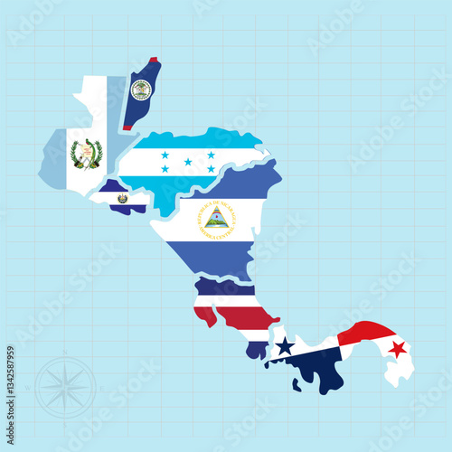 central american continent Vector illustration of map