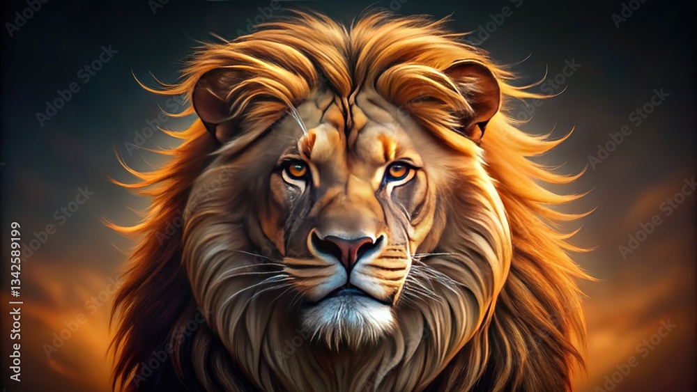 Fototapeta premium Majestic Lion Clipart, Wild Animal Illustration