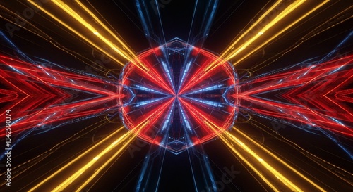 Wallpaper Mural Abstract Glowing Energy Circle with Red Blue and Gold Light Rays Torontodigital.ca