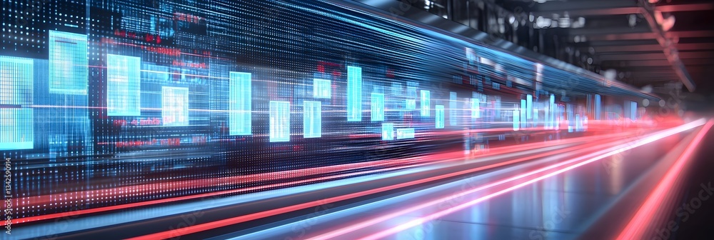 Abstract visualization of rapidly changing data with dynamic bar graphs and motion trails suggesting business growth and progress Abstract visualization of rapidly changing data with dynamic bar graphs and motion trails suggesting business growth and progress