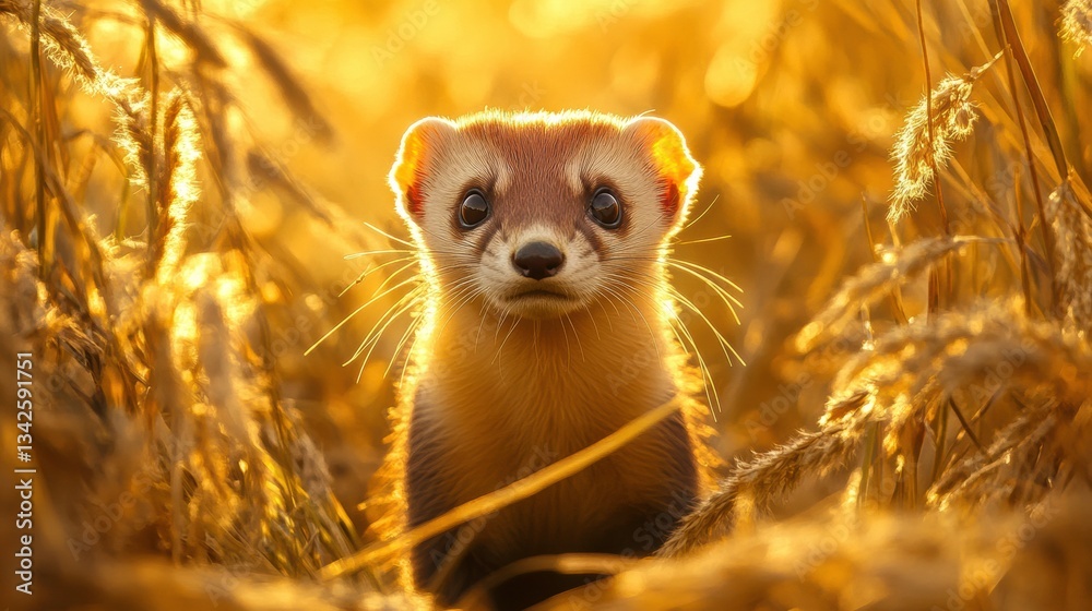Curious Pet Animal in Golden Field Surrounded by Wheat Stalks Curious Pet Animal in Golden Field Surrounded by Wheat Stalks
