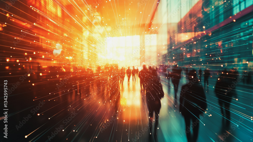 Fototapeta premium abstract professional business team people innovation connection of line from nail node to node on Smart Innovation city with connection cyber security network reciprocity , networking concept