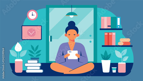 A day dedicated to selfcare and wellness where digital devices are left at the door to allow for true rejuvenation.. Vector illustration