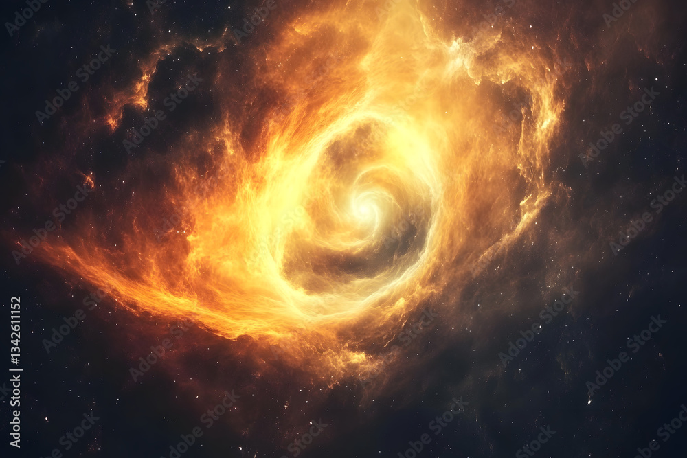 Cosmic Spiral: Fiery Nebula Swirls Brightly Cosmic Spiral: Fiery Nebula Swirls Brightly