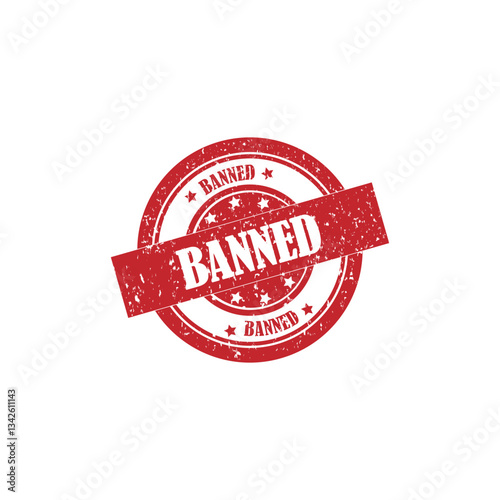 Banned stamped grunge stamp, grunge red banned word with star icon rubber seal stamp. Grunge rubber stamp with word Banned vector.