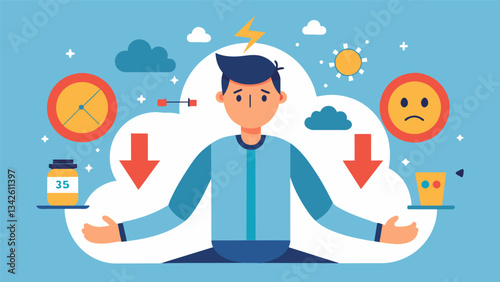 A before and after illustration showing the negative effects of stress on the body and the positive changes that can occur with effective stress management.. Vector illustration