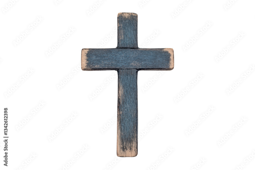A wooden cross with a weathered appearance, showcasing texture and an aged finish. A wooden cross with a weathered appearance, showcasing texture and an aged finish.