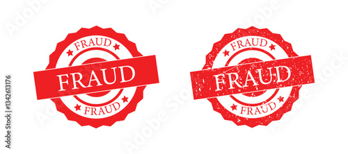Red Grunge Fraud Rubber Stamps Sign Vector. Fraud stamp, fraud grunge sign, Fraud text written on red stamp