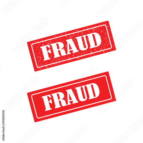 Fraud Stamps Seal set vector. Red rubber stamp with text fraud. Red Grunge Fraud rubber seal stamp vector.