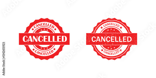 canceled texts ign stamp illustration design background vector. Cancelled round stamp icon grunge distressed style.
