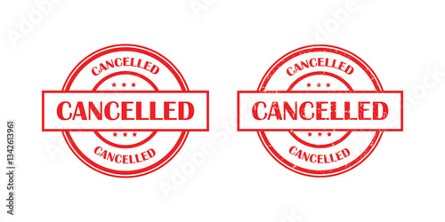 red cancelled rubber Stamp. red rectangle or square stamp. Red cancelled Rubber Grunge Stamp Vector Illustration. canceled text sign stamp illustration design.
