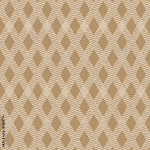 Geometric linear diamond tile grid pattern. Seamless linear rapport. Vector illustration for fabric textile wrapping paper background.