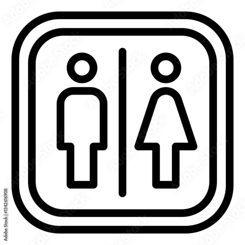 Toilet sign outline icon for restroom facilities in water parks