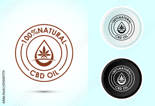 Cannabis oil icon design illustration. CBD cannabidiol sign symbol, Marijuana oil icon, Color black and white