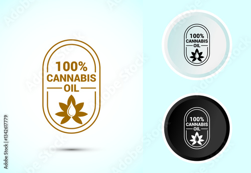 Cannabis oil icon design illustration. CBD cannabidiol sign symbol, Marijuana oil icon, Color black and white