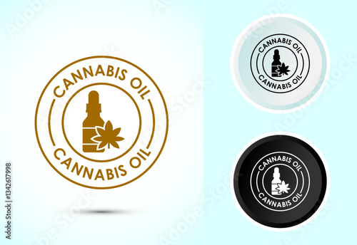 Cannabis oil icon design illustration. CBD cannabidiol sign symbol, Marijuana oil icon, Color black and white