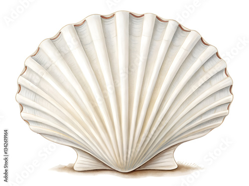 Isolated White Jacobean Scallop Shell – Elegant Sea Shell on Transparent Background PNG
