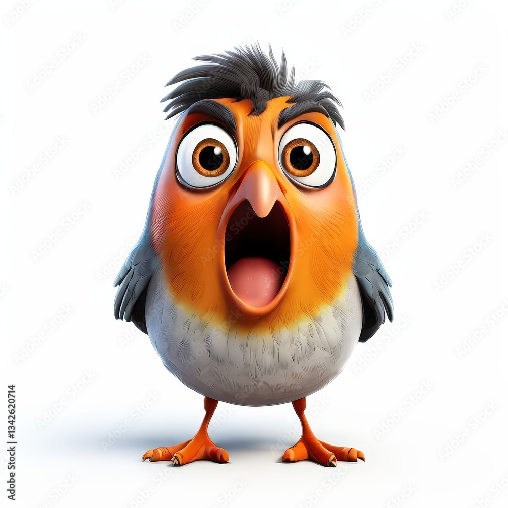 an AI Image Generator, Amusing Cartoon Bird Expressing Surprise with Emotive an AI Image Generator, Amusing Cartoon Bird Expressing Surprise with Emotive