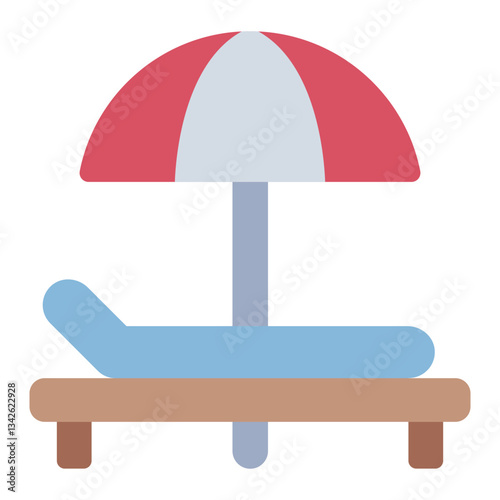 Sun lounger flat icon for relaxation at water parks and resorts