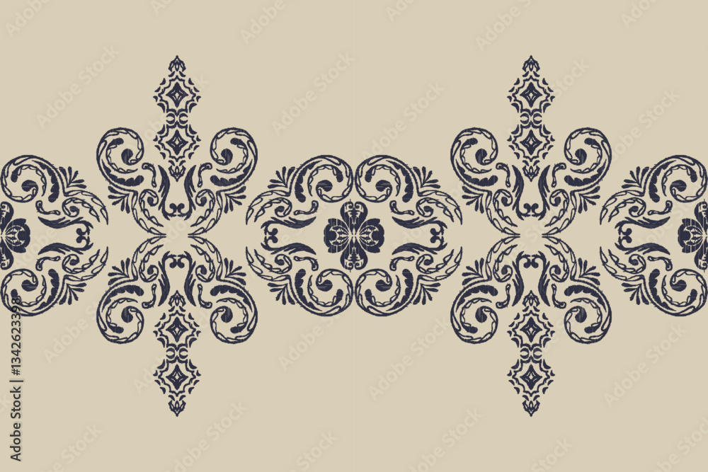 Fototapeta premium Saree Sarong Motifs Ikat floral paisley embroidery floral.ikat ethnic oriental seamless pattern traditional.Ikat embroidery style abstract embroidery design for texture,fabric,clothing,wrapping.
