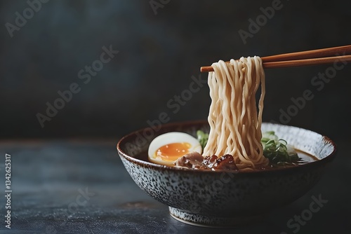 Japanese Tsukemen Noodles in Savory Dipping Broth photo