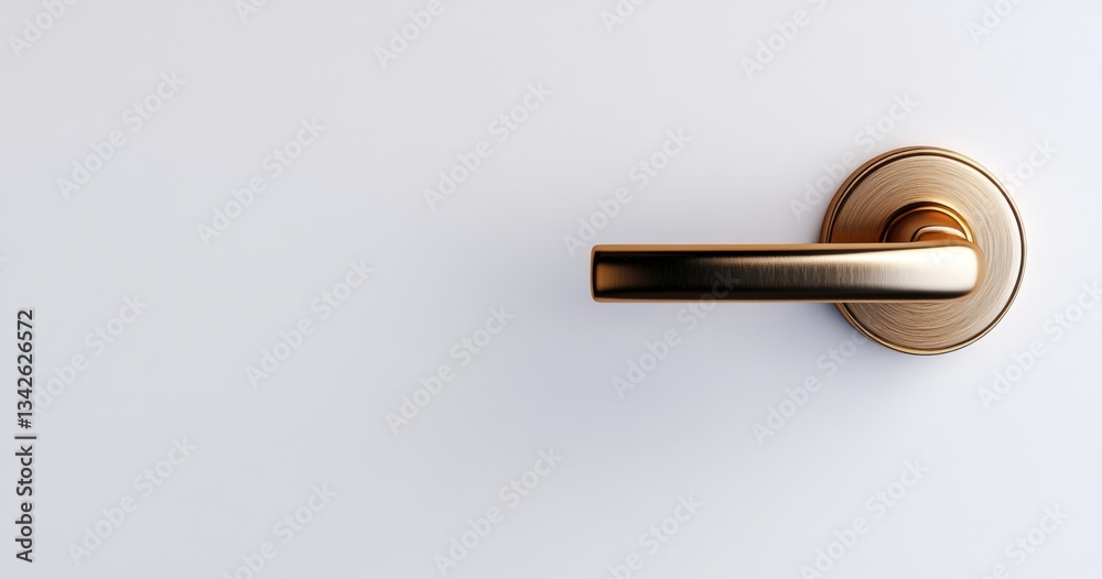 Elegant Minimalist Door Handle with Round Base on White Background for Interior Design and Home Decor Inspiration