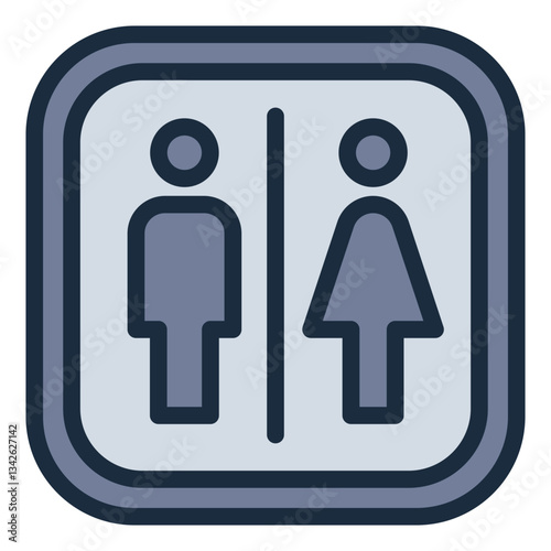 Toilet sign filled line icon for restroom facilities in water parks