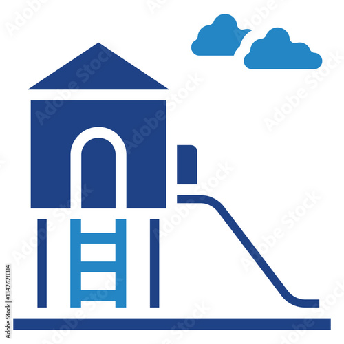 Playground dual tone blue color icon, related to education, kids and baby, kindergarten theme. Use for print, digital concept, UI, UX kit, web and app development.	