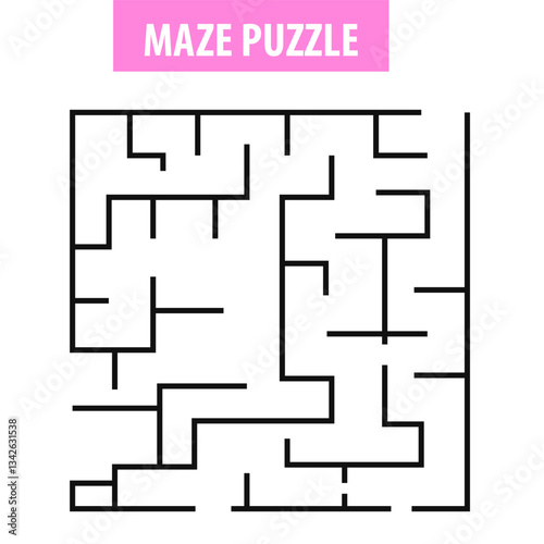 Worksheet education kids. Maze puzzle game vector illustration.Round maze game for kids and adults 