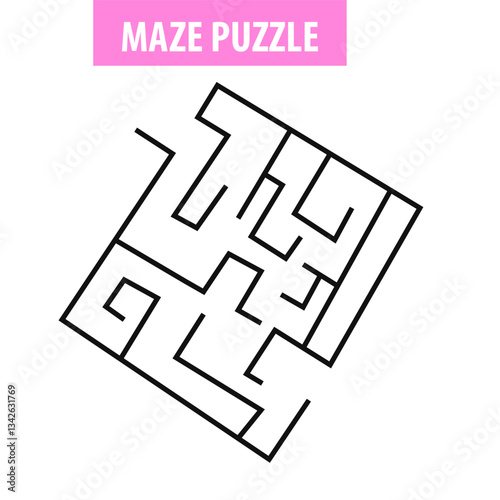 Worksheet education kids. Maze puzzle game vector illustration.Round maze game for kids and adults 