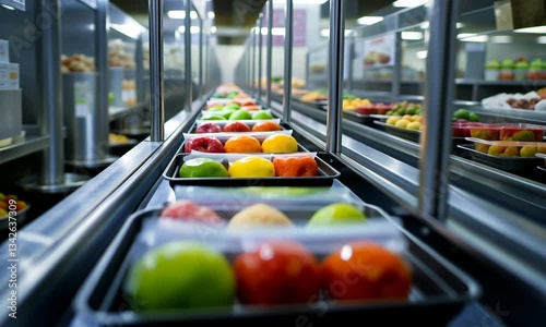 Wallpaper Mural Colorful Array of Fresh Fruit on Conveyor Belts in Modern Grocery Setting Torontodigital.ca