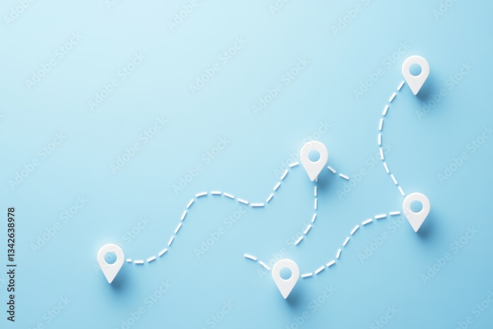 custom made wallpaper toronto digitalPlan navigation route with location indicators on light blue background for travel and exploration