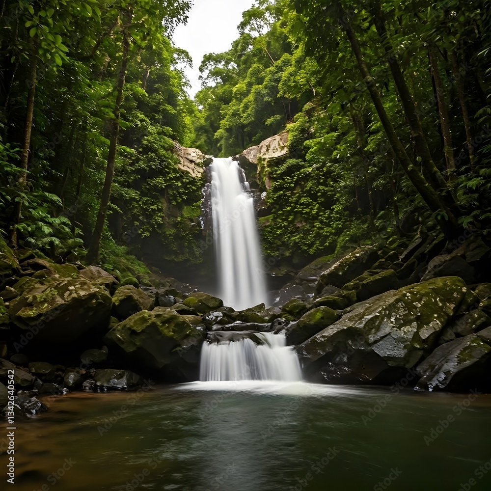 Fototapeta premium Tamarin Falls – A Series of Cascading Waterfalls in Mauritius
