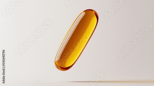 High Detail Fish Oil Capsule Floating in Mid Air